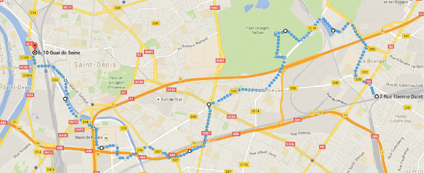 trace du voyage du 5 décembre